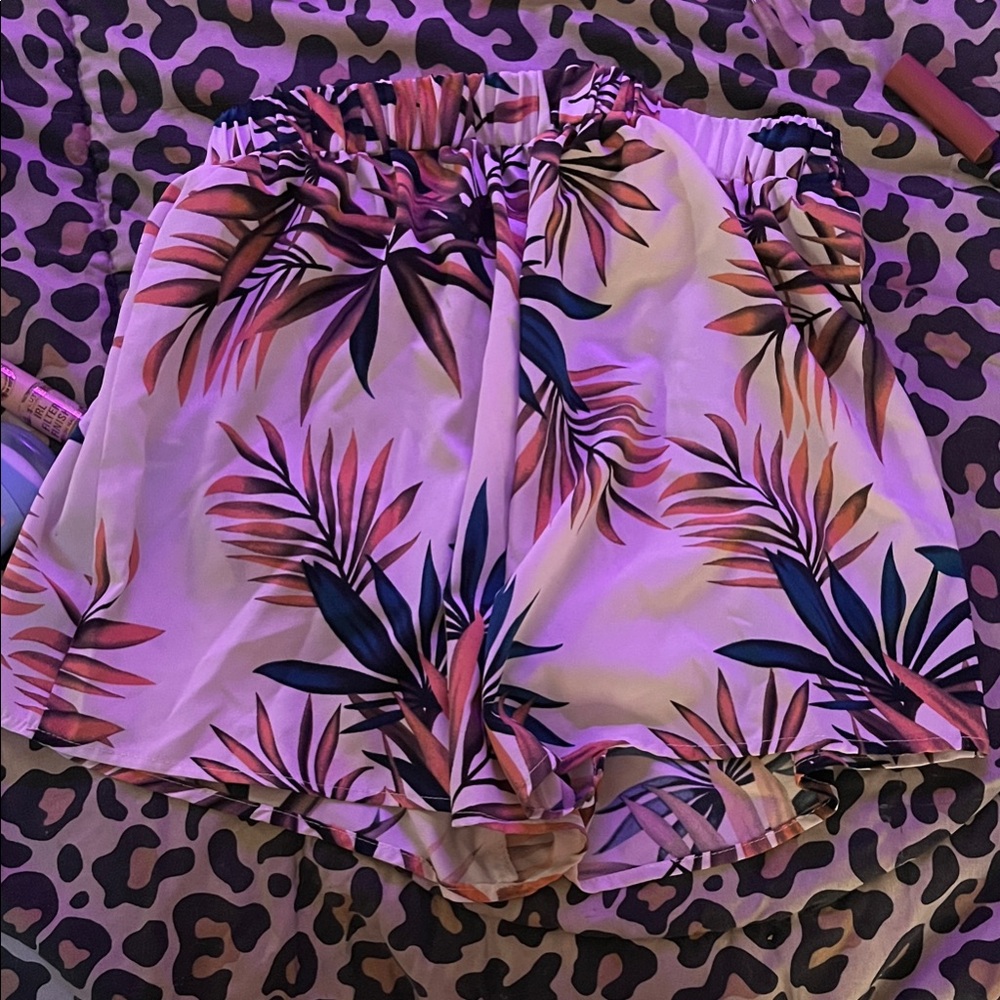Tropical Leaf Print Shorts